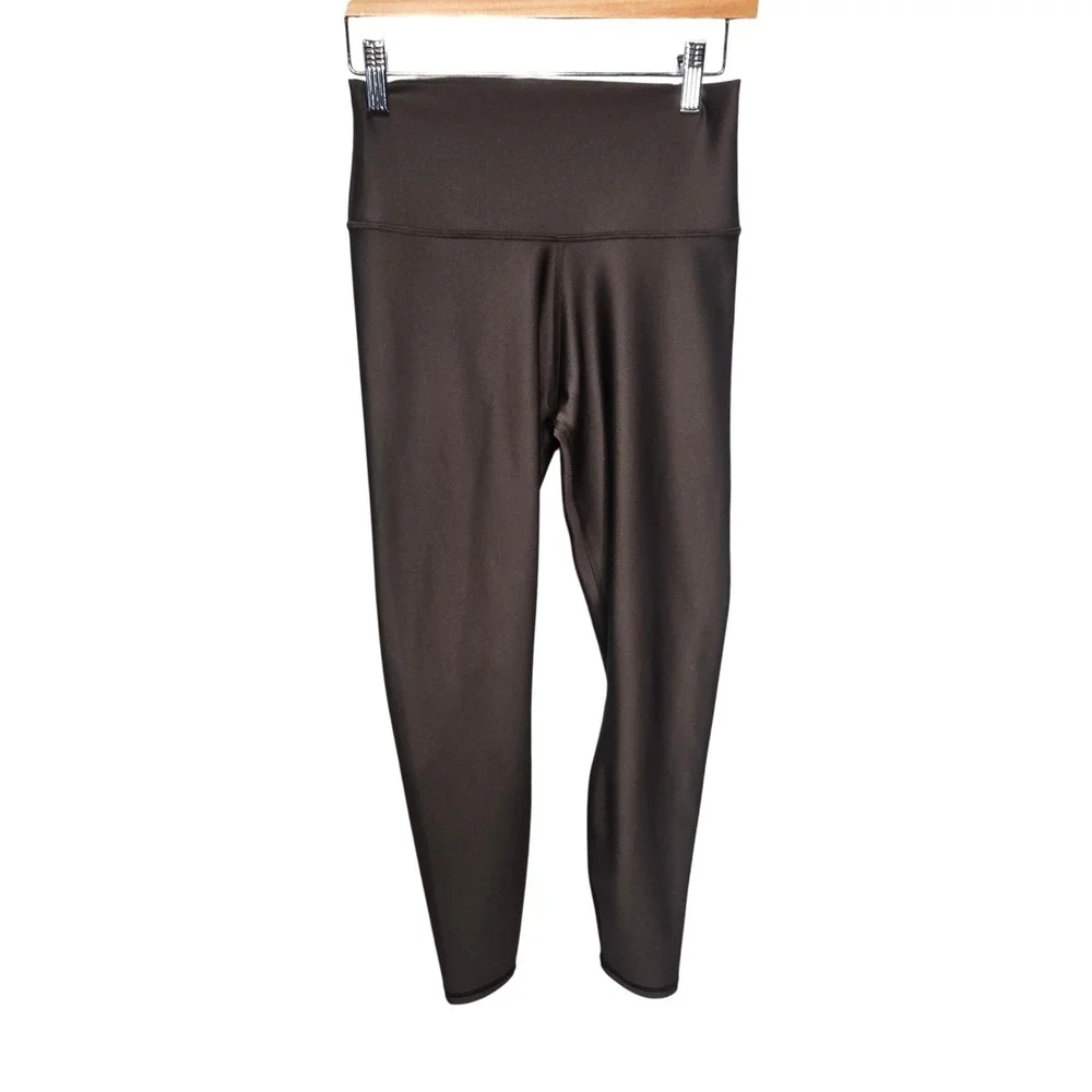 Alo Yoga Airlift Leggings Womens Medium Brown High Waist Shiny 7/8 Length